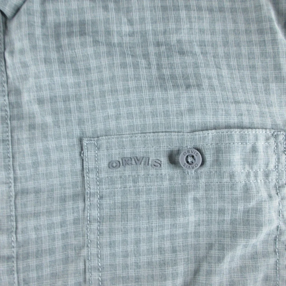 Orvis Shirt Mens L Green Check Short Sleeve Button Up Casual Outdoor Golf - Picture 3 of 9